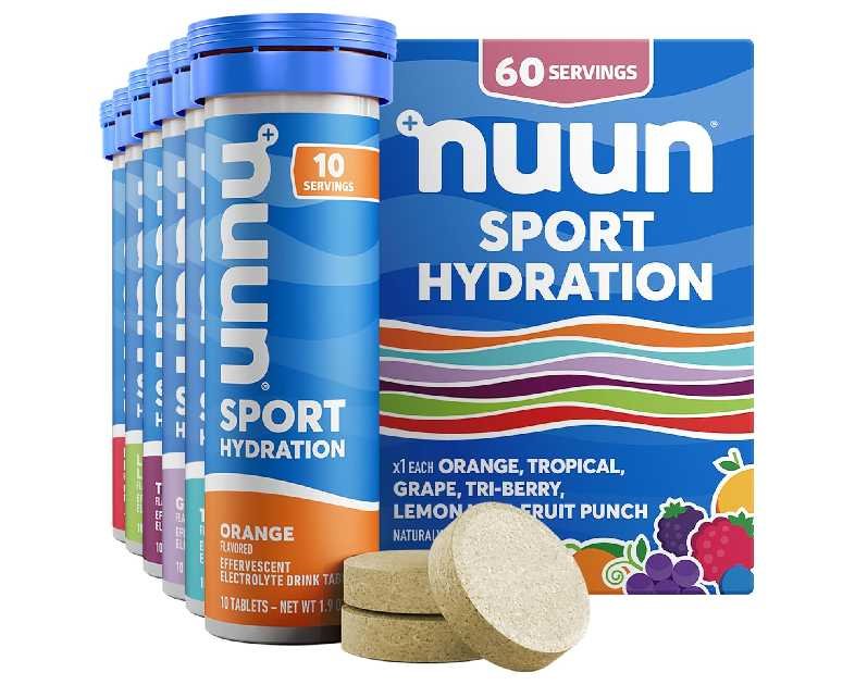 Nuun Sport Electrolyte Tablets with Magnesium, Calcium, Potassium, Chloride & Sodium, Gluten Free & Vegan, Mixed Flavors, 6 Pack (60 Servings Total)