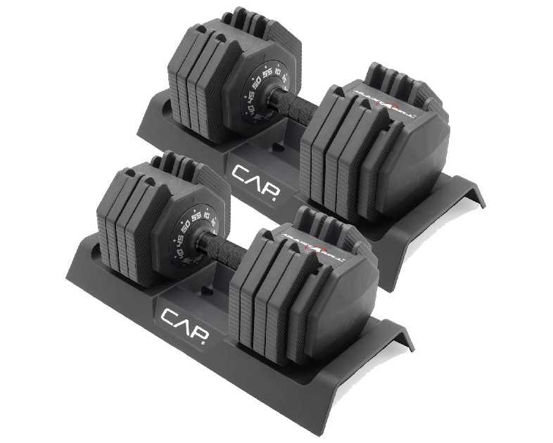 CAP Barbell ADJUSTABELL Adjustable 55 lb Hex Dumbbell Weights - Singles & Pairs | Multiple Handle Options