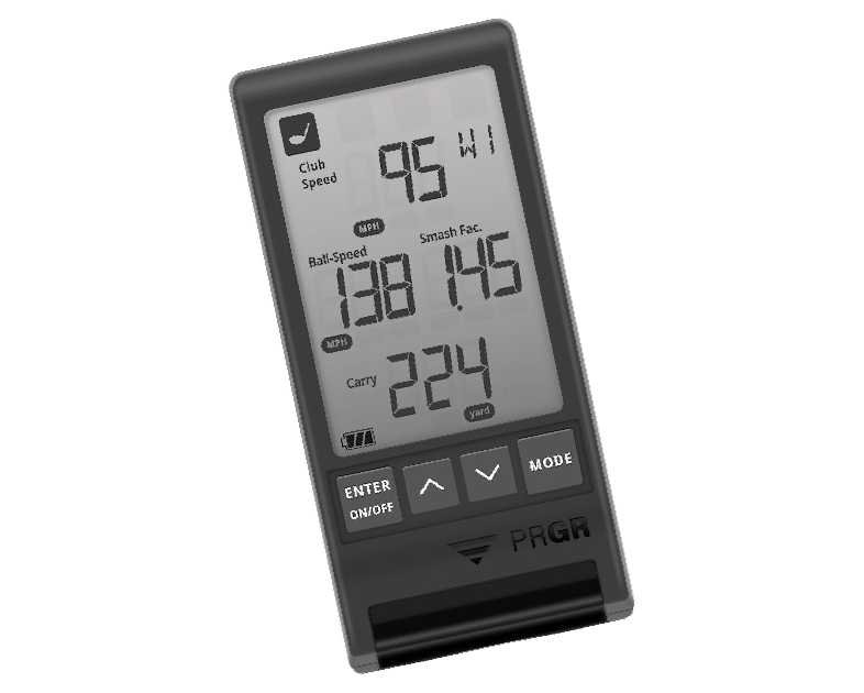 PRGR HS 130-A Portable Golf Launch Monitor | Doppler Radar Measures Club & Ball Speed, Smash Factor, Total & Carry Distance | Tracks Swing Speed Training Aids