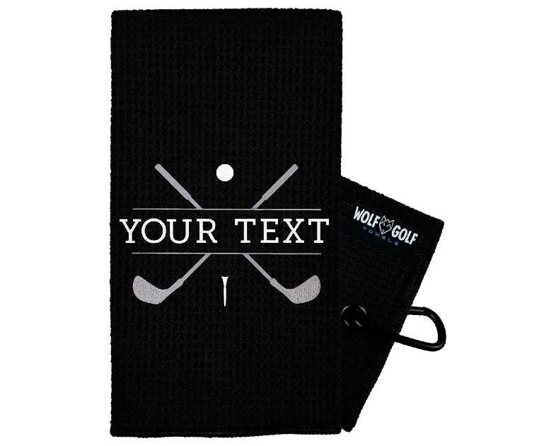 Golf Towel Store - Custom Golf Towel - Embroidered Golf Towels for Golf Bags with Clip - Personalized Golf Towel for Golf Bags for Men - Golf Gifts for Men, Black - Grey