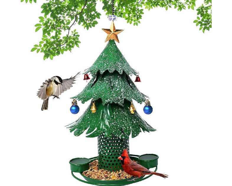 Christmas Bird Feeder,Christmas Bird Feeders for Outdoor.Metal Bird Feedrs, Hanging Wild Bird Feeders Cardinal Bird Feeder as a Ideal Gift for Bird Lovers
