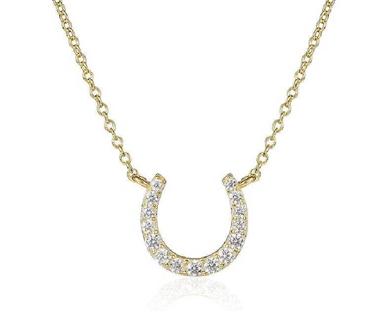 Diamond Treats Dainty Horseshoe Necklace in 925 Sterling Silver, Cute Sterling Silver Horseshoe Pendant Necklace for Women in Silver, Gold or Rose Gold, Silver Jewelry for Women