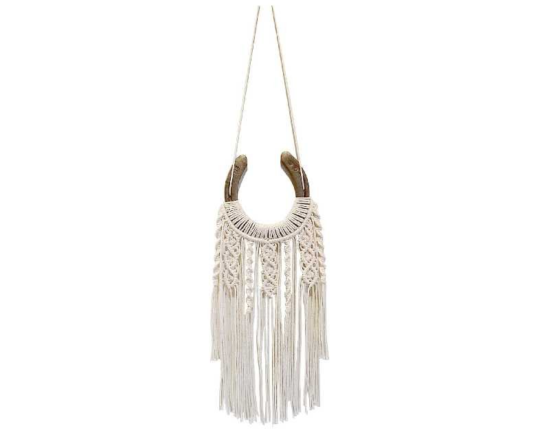 Dielianyi Equestrian Macrame Wall Hanging Equestrian wall art Handmade macrame decor Equestrian-inspired wall hanging horse lover decor (White)