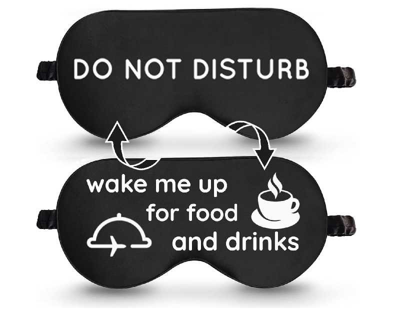 VITYA Charcoal Do Not Disturb/Wake Me Up Double-Sided Silk Sleep Mask for Women/Men | Light Blocking | Soft Breathable Sleep Eye Mask for Traveling on Airplane | Eye Mask with Elastic Strap