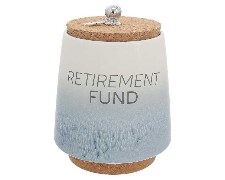 Pavilion - Retirement Fund 6.5-inch Unique Ceramic Piggy Bank Savings Bank Money Jar with Cork Base and Cork Lid, Ombre Blue