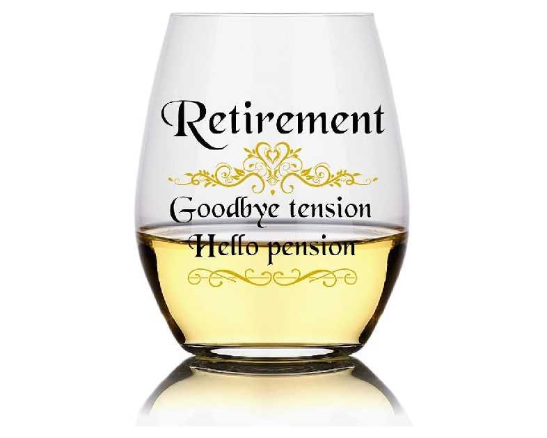 Perfectinsoy Retirement Goodbye Tension Hello Pension Wine Glass, 2025 Retirement Gifts for Women Coworker Friend Boss, Farewell Leave Thank you Gifts for Women Mom Aunt Grandma Friend