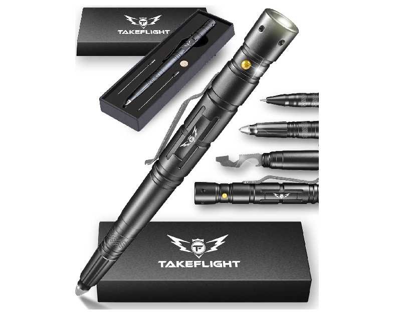 Tactical Pen with Flashlight – Multitool EDC Pen with Glass Breaker & Bottle Opener, Gift for Men & Women, Stocking Stuffer or Father’s Day Gadget