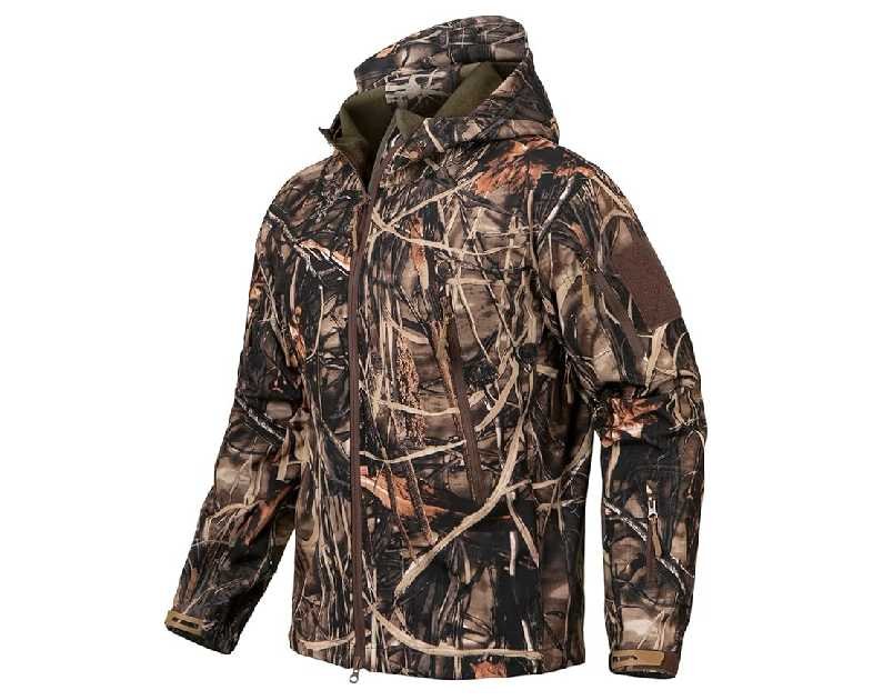 ReFire Gear Men's Soft Shell Military Tactical Jacket Outdoor Camouflage Hunting Fleece Hooded Coat