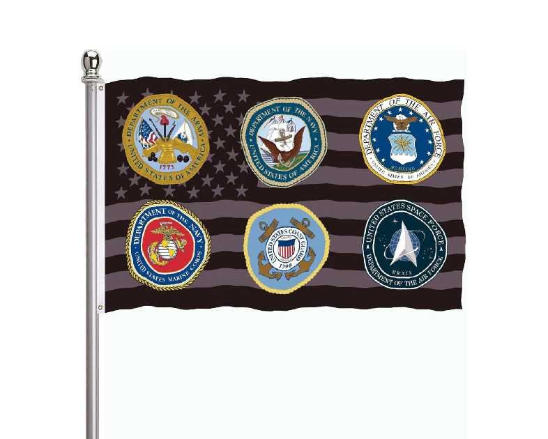 Military All Branches Flag 3x5 Outdoor Double Sided 3 Ply-Vivid Color Clear Pattern Reinforcement Sewing Durable Polyester with 2 Brass Grommets