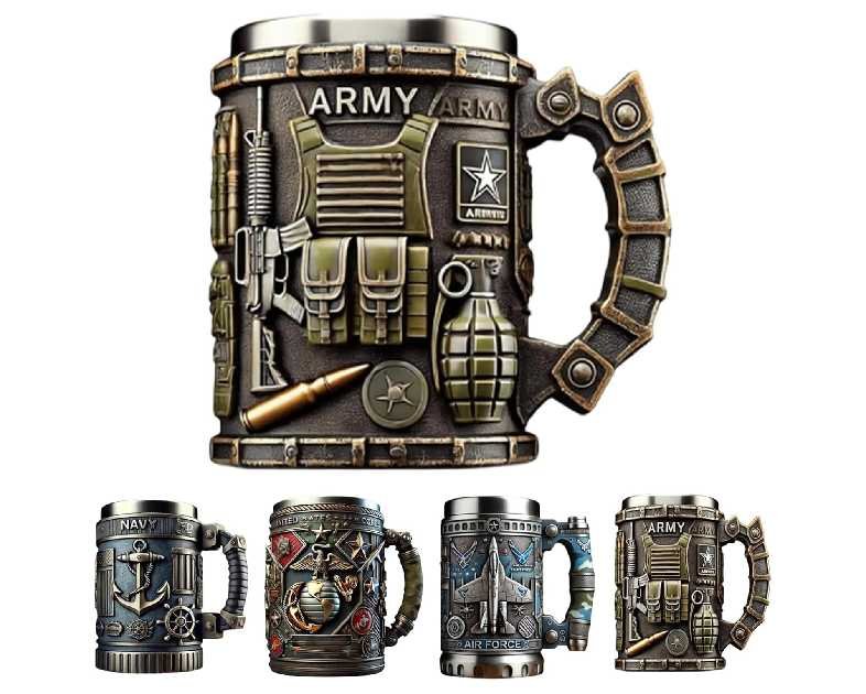 Military 3D Mug, Beautiful Army Themed Mug, 15 Oz Personalized Coffee Cup, 3D Print Mug, Gift for Veterans - Salute to the Heroes (Style-A)