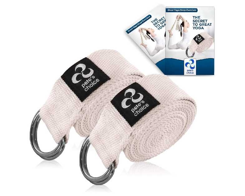 2-PACK or 5-PACK Yoga Exercise Adjustable Straps 8Ft | BONUS eBook | with Durable D-Ring For Pilates & Gym Workouts | Hold Poses, Stretch, Improve Flexibility & Maintain Balance
