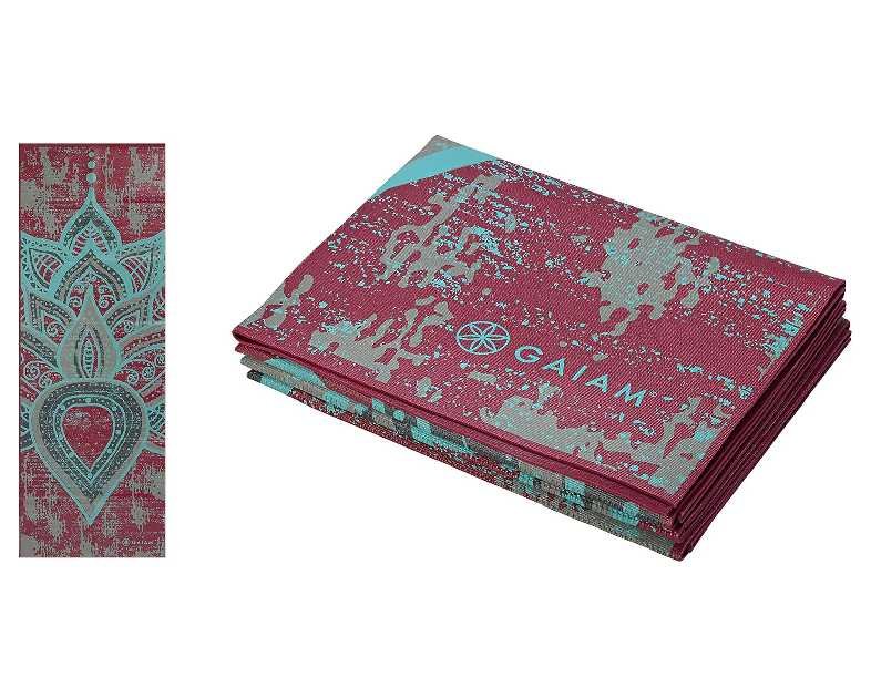 Gaiam Yoga Mat - Folding Travel Fitness & Exercise Mat - Foldable Yoga Mat for All Types of Yoga, Pilates & Floor Workouts (68"L x 24"W x 2mm Thick)