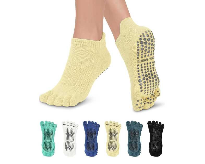 3/6 Pairs Grip Pilates Socks for Women, Non-slip Yoga Athletic Socks for Barre Ballet Barefoot Workout Hospital