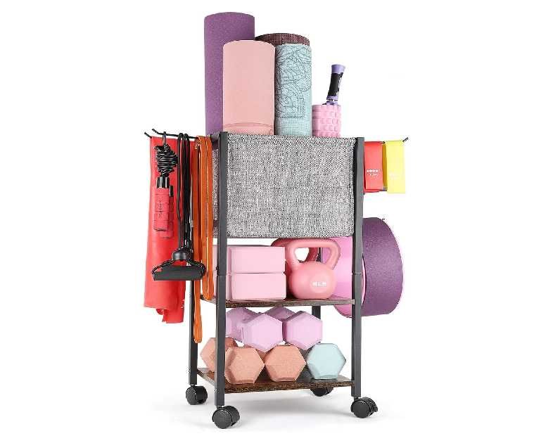 Yoga Mat Storage Rack Home Gym Equipment Workout Equipment Organizer Yoga Mat Holder for Dumbbell,Kettlebell and More Gym Accessories Gym Essentials Women Men Fitness Exercise Equipment Organization