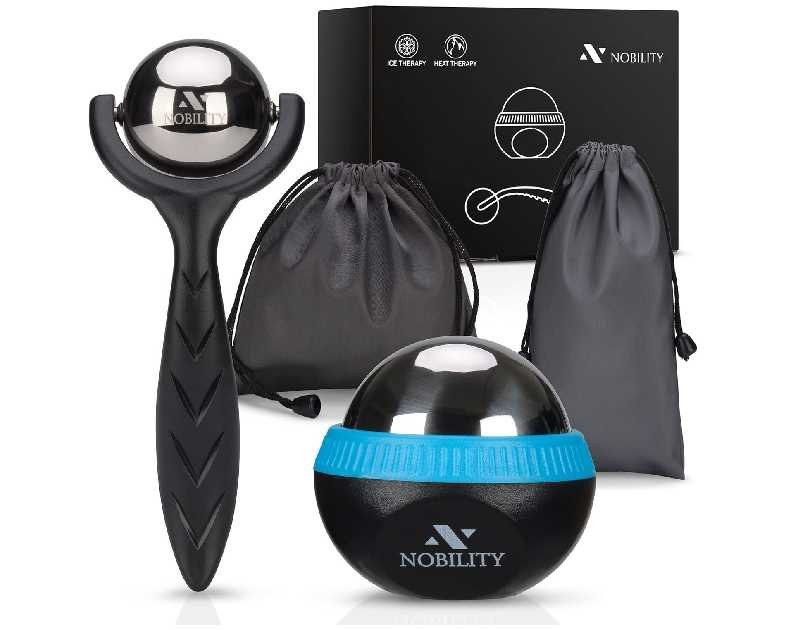 Nobility Massage Ball Roller– Ice Cold and Hot for Deep Tissue and Sore Muscle Relief of Stiffness and Stress, Body, Neck, Back, Foot, Plantar (Black)