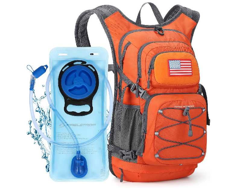 Maelstrom Hydration Hiking Backpack with 2L/3L Water Bladder, High Flow Bite Valve Camping Daypack Lightweight