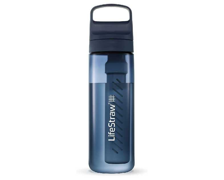 LifeStraw Go Series Water Filter Bottle - BPA-Free, Removes Bacteria, Parasites, Microplastics, Improves Taste, 22oz, Aegean Sea