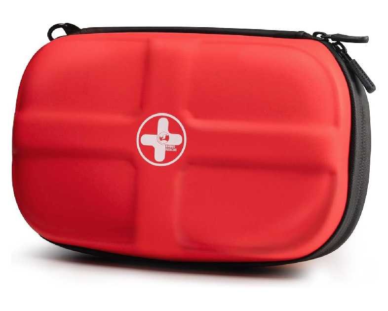 RHINO RESCUE EVA First Aid Kit, Small Waterproof Emergency Hiking First Aid Kit for Backpacking, Medical Kit for Travel, Home, Car, College Dorm Room, Camping, Boat, Back to School (Red)