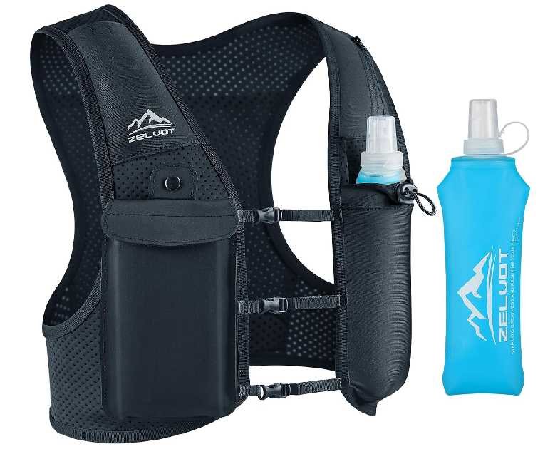 Running Vest for Women Men, USA Original Patent, Adjustable Chest Straps Running Hydration Vest with 500ml Soft Flask, Lightweight Reflective Hydration Backpack for Marathon