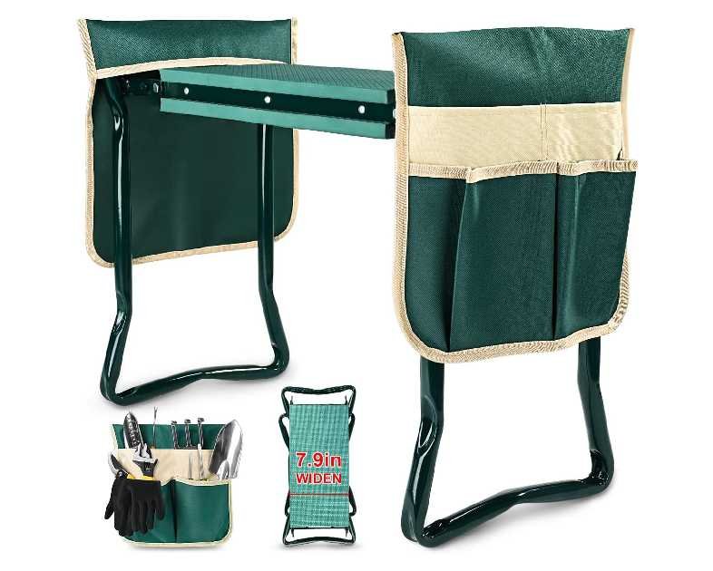 KVR Upgraded Garden Kneeler and Seat with Thicken & Widen Soft Kneeling Pad,Heavy Duty Foldable Gardener Stool with 2 Tool Pouches,Gardening Gifts for Women Mom Men Seniors¡­…