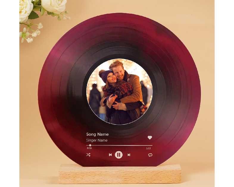 witfox NEXT DAY SHIPPING Custom Spotify Plaque with Picture - Colorful Vinyl Record with Photo Personalized Gifts for Girlfriend Boyfriend, Customized Gifts for Him Her Couples