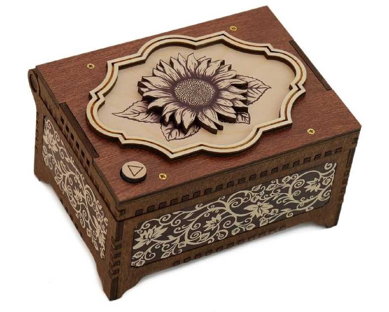 Custom Song Flower MP3 Music Box, Plays Any Song, Personalized Photo Print, Choose from 21 Flower Types
