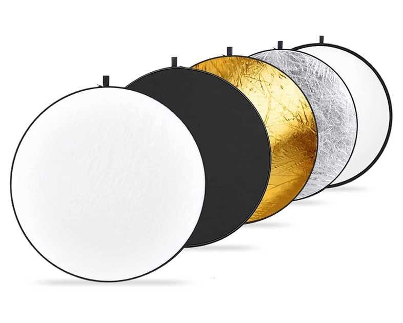 NEEWER 43 Inch/110 Centimeter Light Reflector Diffuser 5 in 1 Collapsible Multi Disc with Bag - Translucent, Silver, Gold, White, and Black for Studio Photography Lighting Outdoor