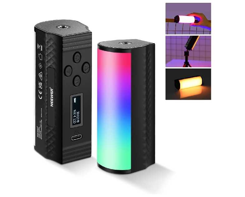 NEEWER Basic Magnetic Handheld Light Wand, 360° Full RGB Mini LED Video Light Stick, 2500mAh Battery, 2500-8500K Dimmable Camera Tube Light for Studio Photography TikTok YouTube Vlog, TL96RGB