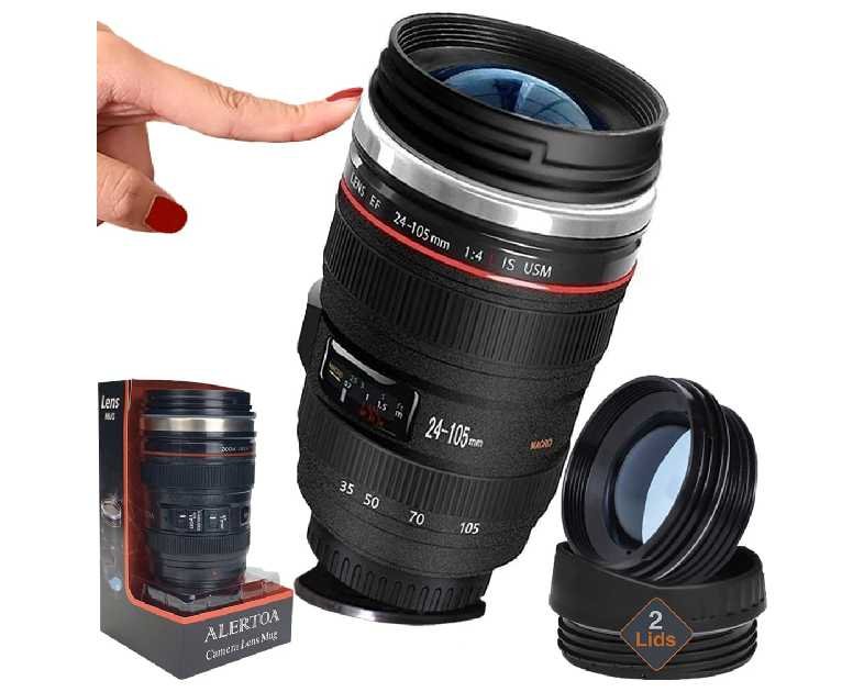 Lens Mug, Non-Slip with Featuring Smart Grip Suction, 13.5 Oz food grade Stainless Steel Cup, Travel Magic Mug, Gift for Men Women Boyfriend Teenage boy girl Photographer Father’s Day Dad Husband Son