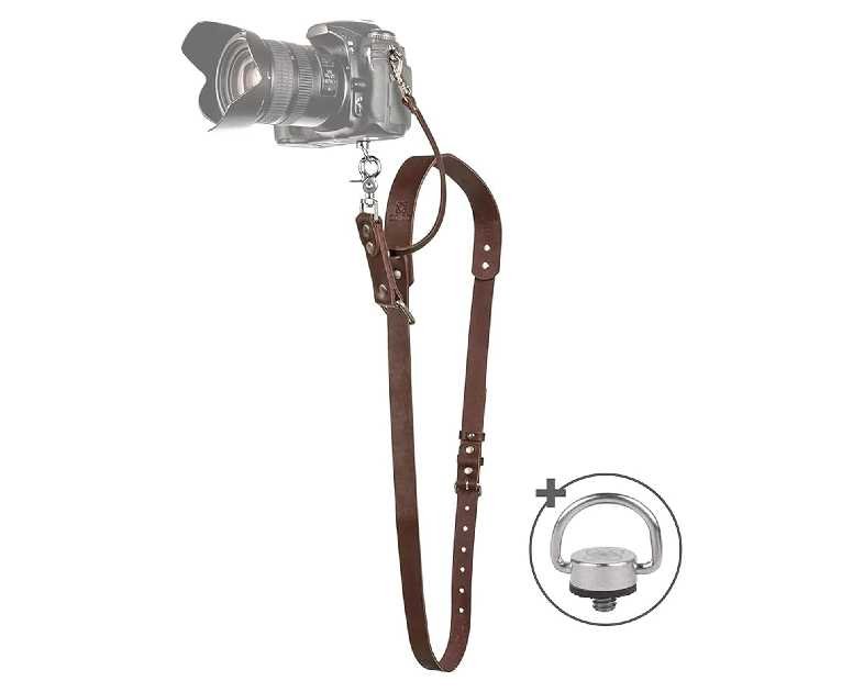 Leather Camera Strap for One Camera - Professional Single Leather Harness Shoulder Strap Quick Release Gear DSLR/SLR, Camera Accessories for Photography, Brown