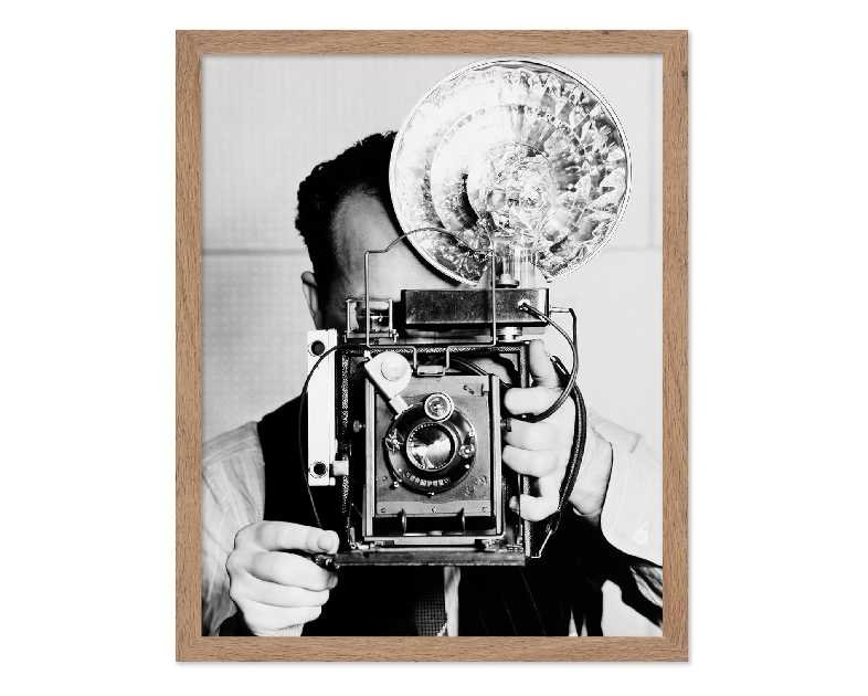 Poster Master Vintage Old Camera Poster - Retro Photographer Print - Photography Art - Gift for Men, Women, Cameraman - Great Decor for Bedroom, Studio, Living Room, 8x10 Beige Framed
