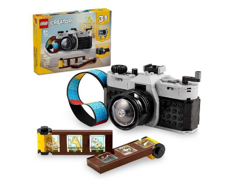 Lego Creator 3 in 1 Retro Camera Toy, Transforms from Toy Camera to Retro Video Camera to Retro TV Set, Photography Gift for Boys and Girls Ages 8 Years Old and Up Who Enjoy Creative Play, 31147