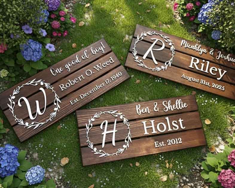 Personalized Wooden Monogram Family Sign