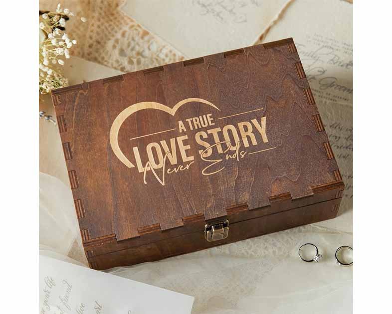 AW BRIDAL Engraved Wedding Memory Box with Lid