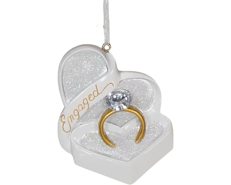 Engaged Heart Shaped Box and Ring with Gem Ornament