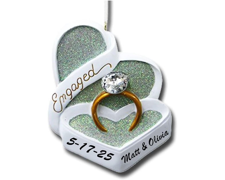 Engagement Christmas Ornament Personalized Engagement Ring Ornament