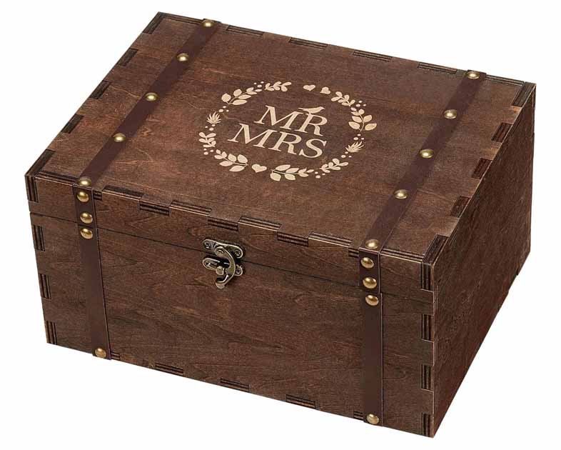 AW BRIDAL Large Mr and Mrs Wedding Keepsake Box with Lids