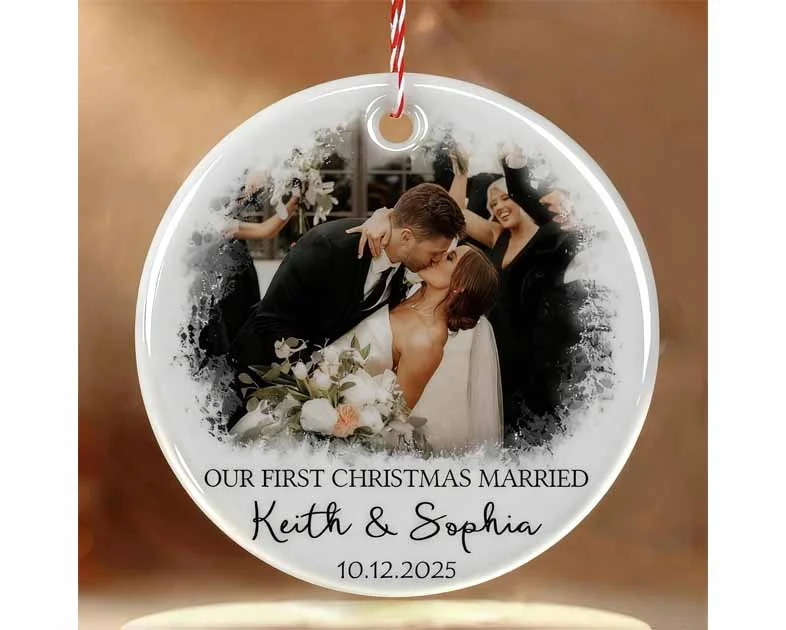 Bemaystar Personalized First Christmas Married Ornament