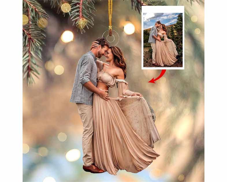 Custom Couple Photo Acrylic Ornament
