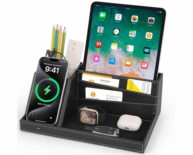 Fast Wireless Charging Station with Desk Organizer