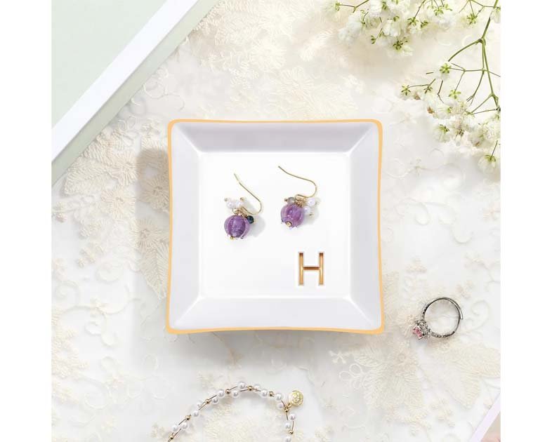 PUDDING CABIN Initial Ring Holder Jewelry Tray