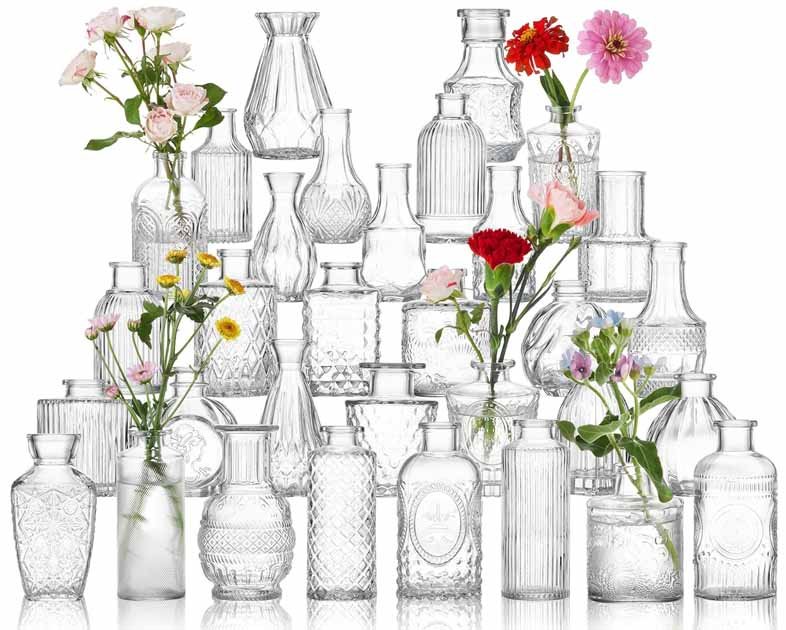 Glass Bud Vase Set of 32 Pcs